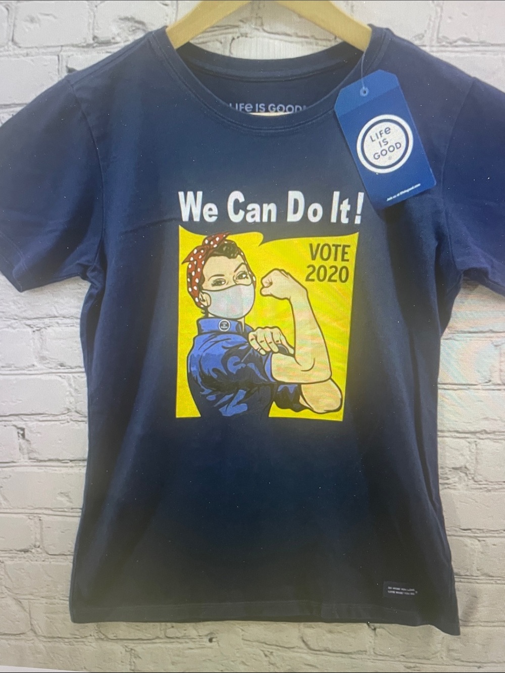 Life Is Good Navy Girls 'We Can Do It!' Graphic Tee with Yellow Panel
